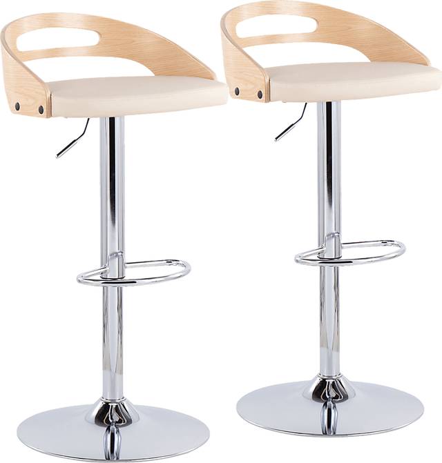 Verhaven II Cream Adjustable Barstool, Set of 2 - Thumbnail - Image 1