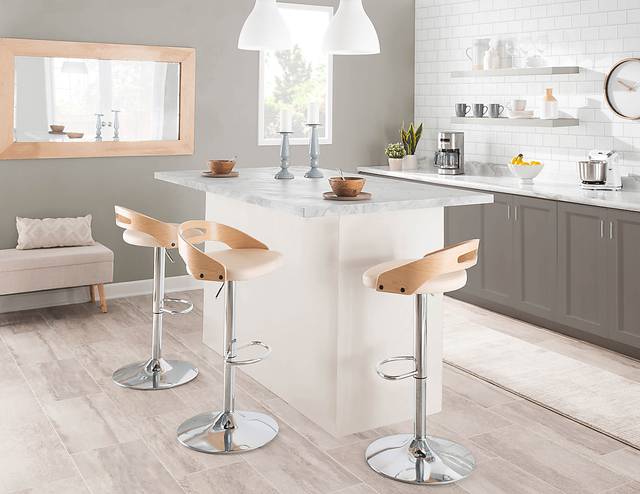Verhaven II Cream Adjustable Barstool, Set of 3 - Thumbnail - Image 4