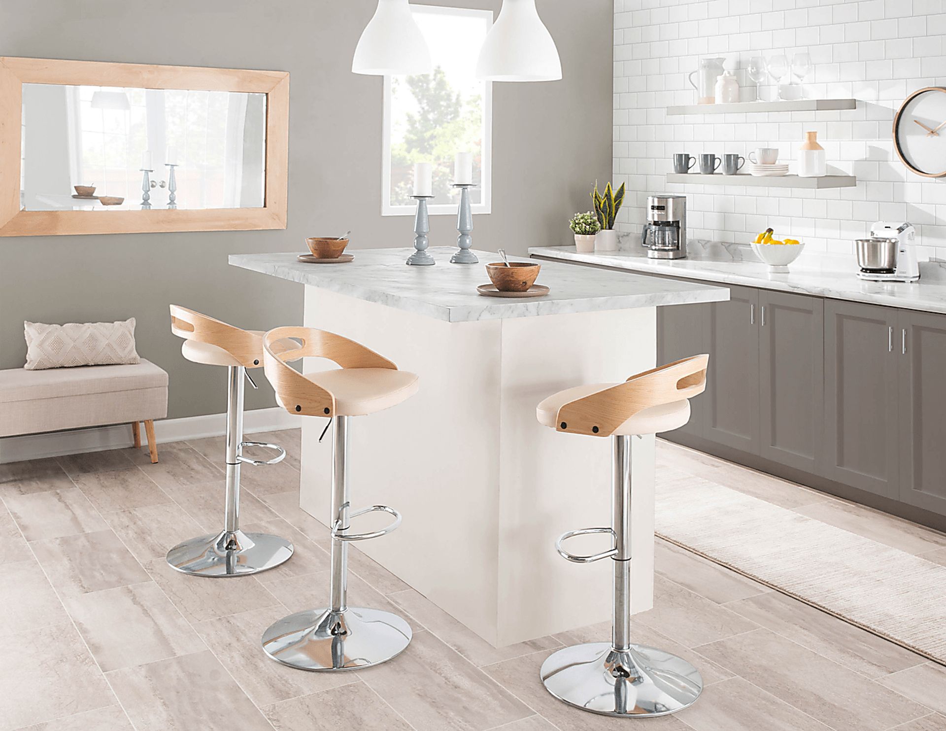 Verhaven II Cream Adjustable Barstool, Set of 3 - Image 4
