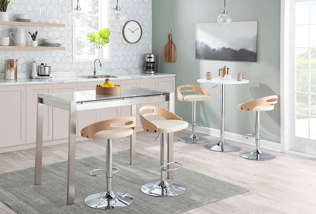 Verhaven II Cream Adjustable Barstool, Set of 3 - Thumbnail - Image 5