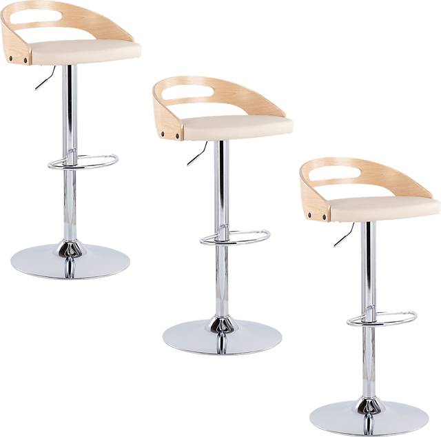 Verhaven II Cream Adjustable Barstool, Set of 3 - Thumbnail - Image 1