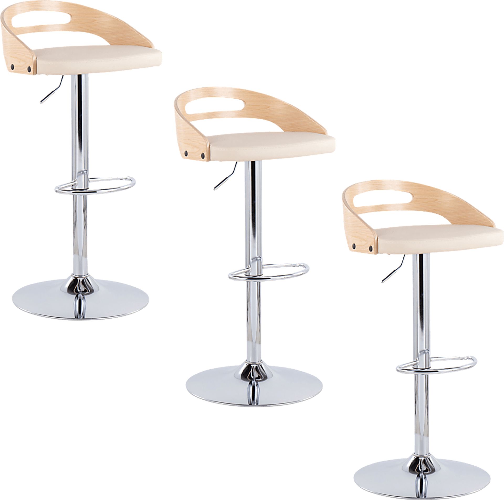 Verhaven II Cream Adjustable Barstool, Set of 3 - Image 1