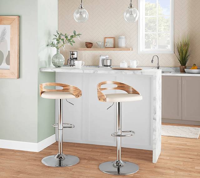 Verhaven III Cream Adjustable Barstool, Set of 3 - Thumbnail - Image 2