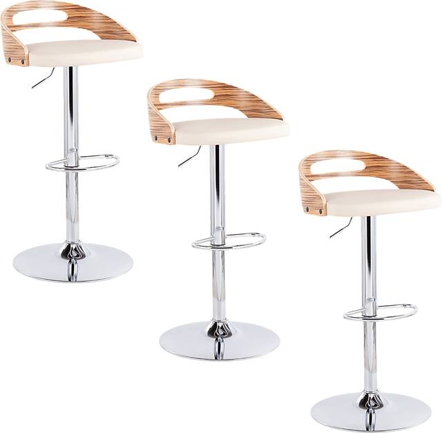 Verhaven III Cream Adjustable Barstool, Set of 3 - Thumbnail - Image 1