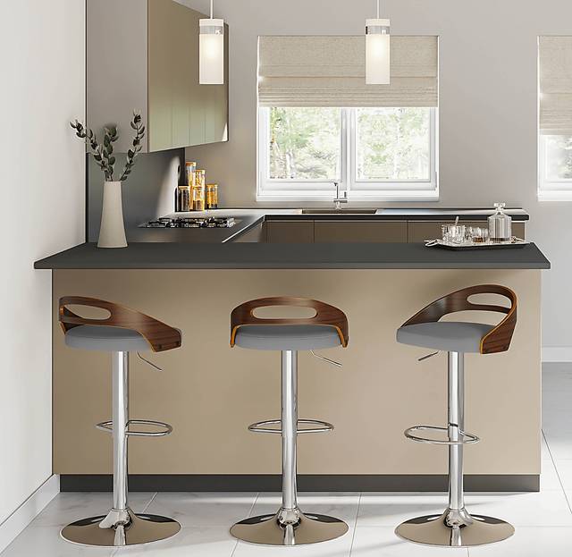 Verhaven V Gray Adjustable Barstool, Set of 3 - Thumbnail - Image 2