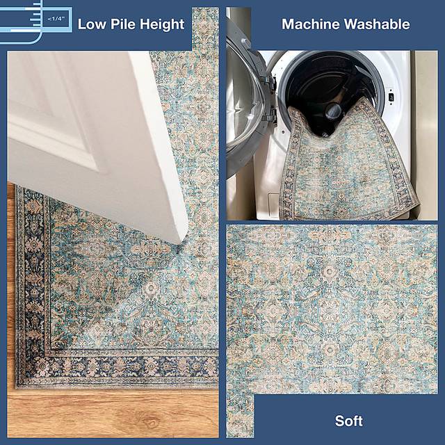 Veris Aqua 5 x 7'6 Machine Washable Rug - Thumbnail - Image 4