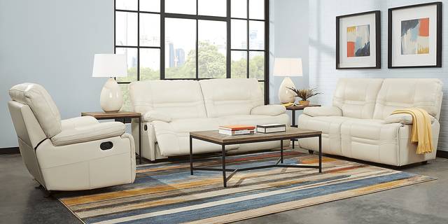 Vernazza Beige Leather 3 Pc Living Room with Reclining Sofa - Thumbnail - Image 1