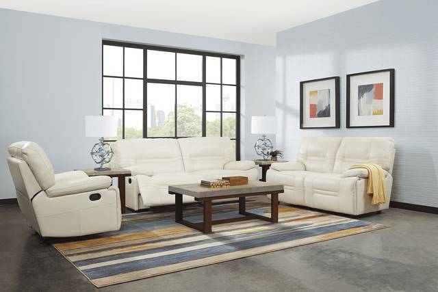 Vernazza Beige Leather 5 Pc Living Room with Reclining Sofa - Thumbnail - Image 1