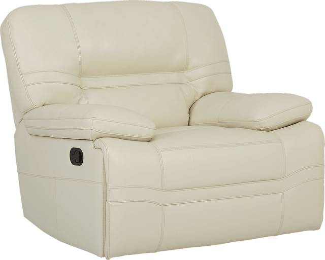 Vernazza Beige Leather Glider Recliner - Thumbnail - Image 1