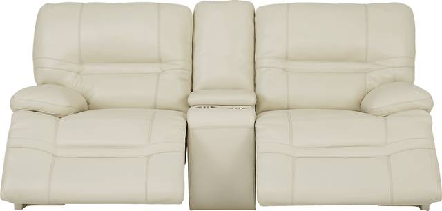 Vernazza Beige Leather Power Reclining Console Loveseat - Thumbnail - Image 2