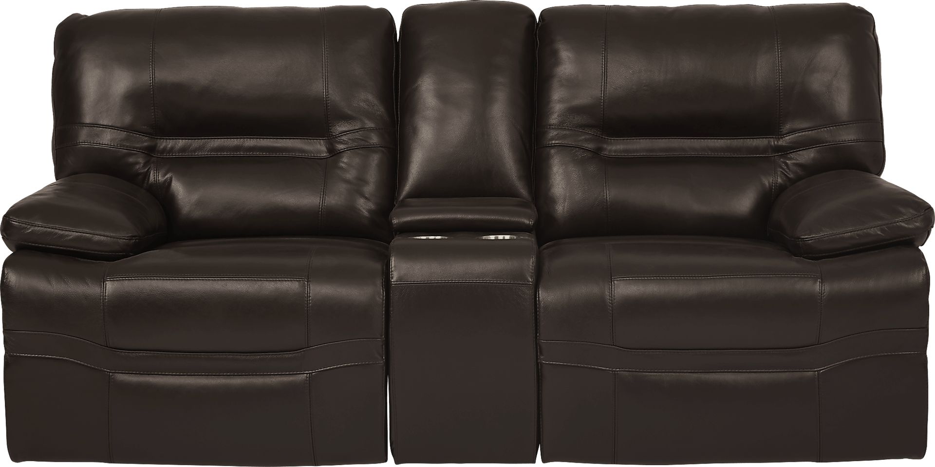 Vernazza Chocolate Leather Power Reclining Console Loveseat - Image 1