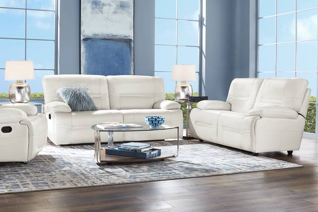 Vernazza Lane Beige Leather Reclining Sofa - Thumbnail - Image 2