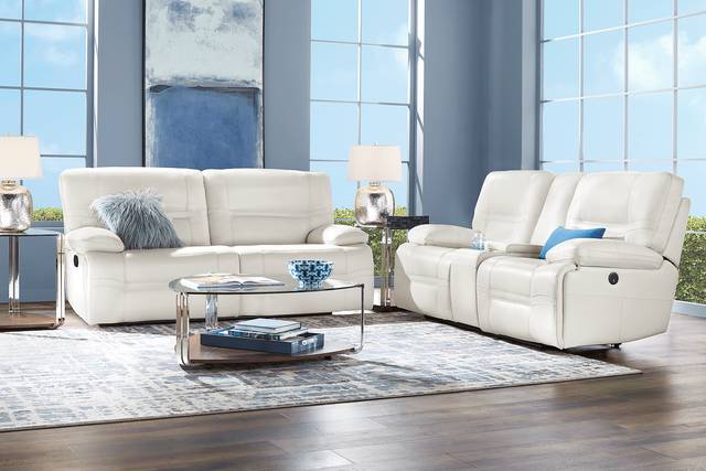 Vernazza Lane Beige Leather 5 Pc Reclining Living Room - Thumbnail - Image 1