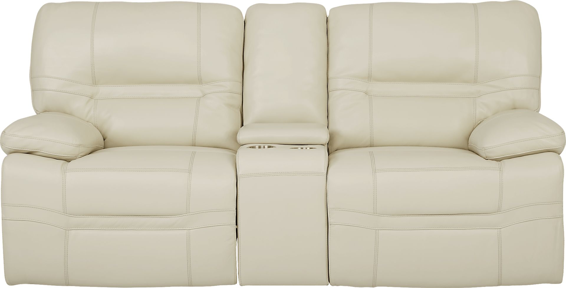 Vernazza Lane Beige Leather Power Reclining Console Loveseat - Image 1