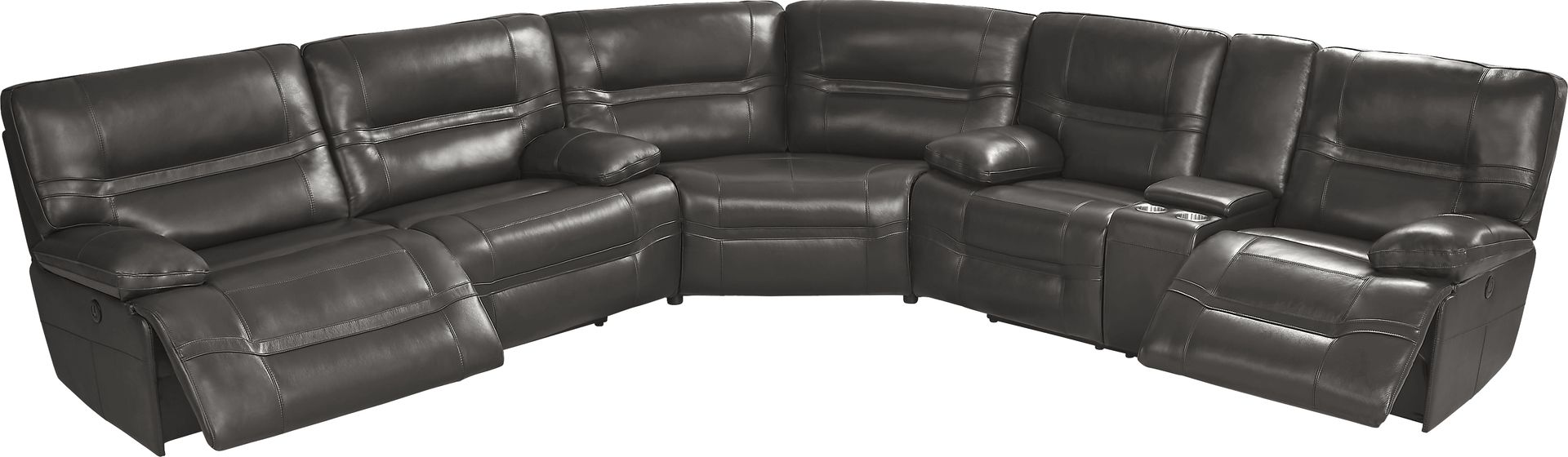 Vernazza Lane Chocolate Leather 3 Pc Reclining Sectional - Image 5