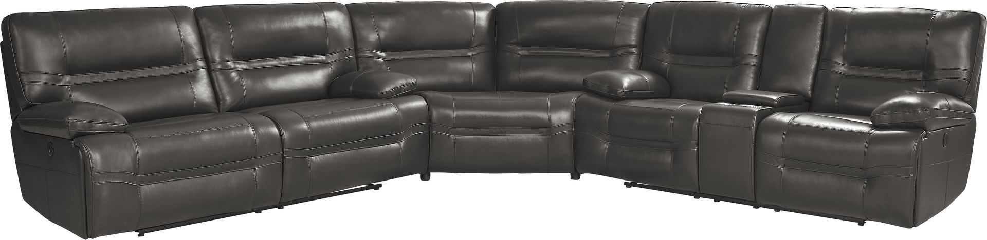 Vernazza Lane Chocolate Leather 3 Pc Reclining Sectional - Image 1
