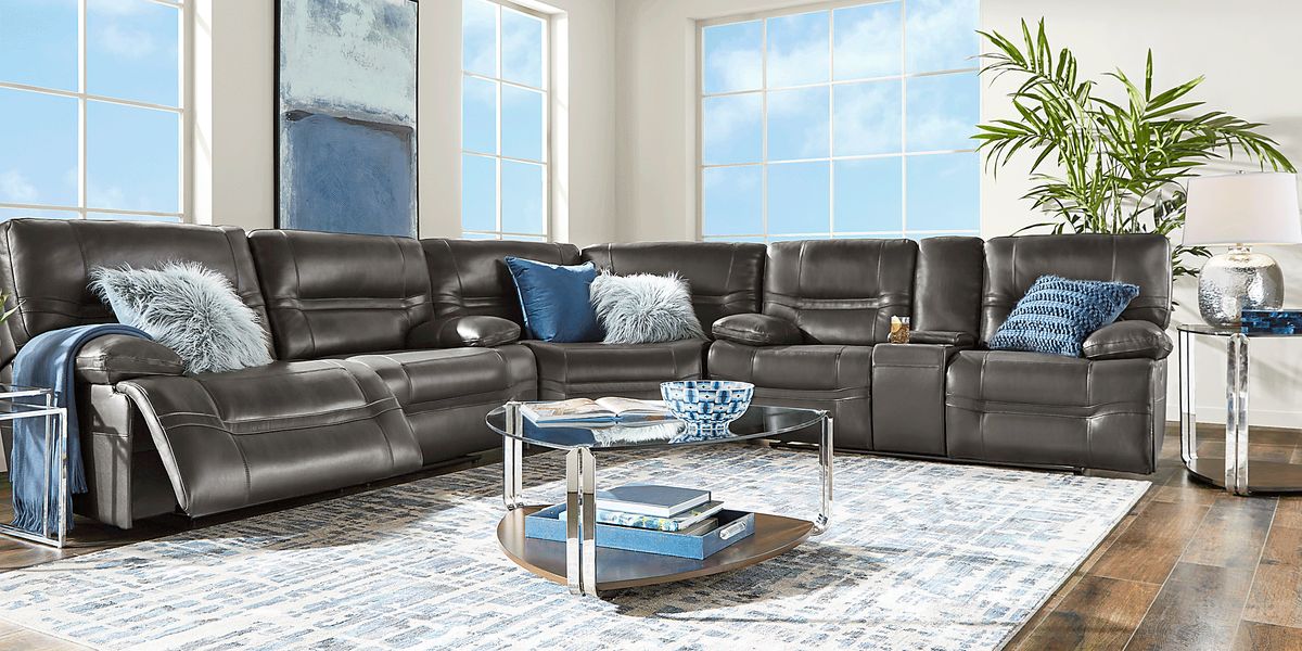 Vernazza Lane Chocolate Leather 3 Pc Reclining Sectional Rooms To Go