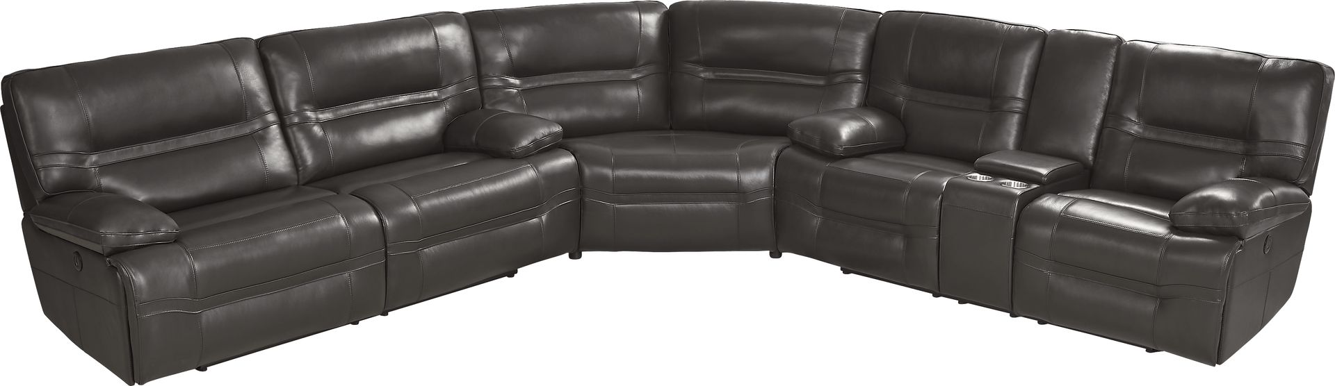 Vernazza Lane Chocolate Leather 3 Pc Reclining Sectional - Image 4