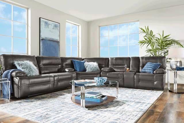 Vernazza Lane Chocolate Leather 3 Pc Reclining Sectional - Thumbnail - Image 2