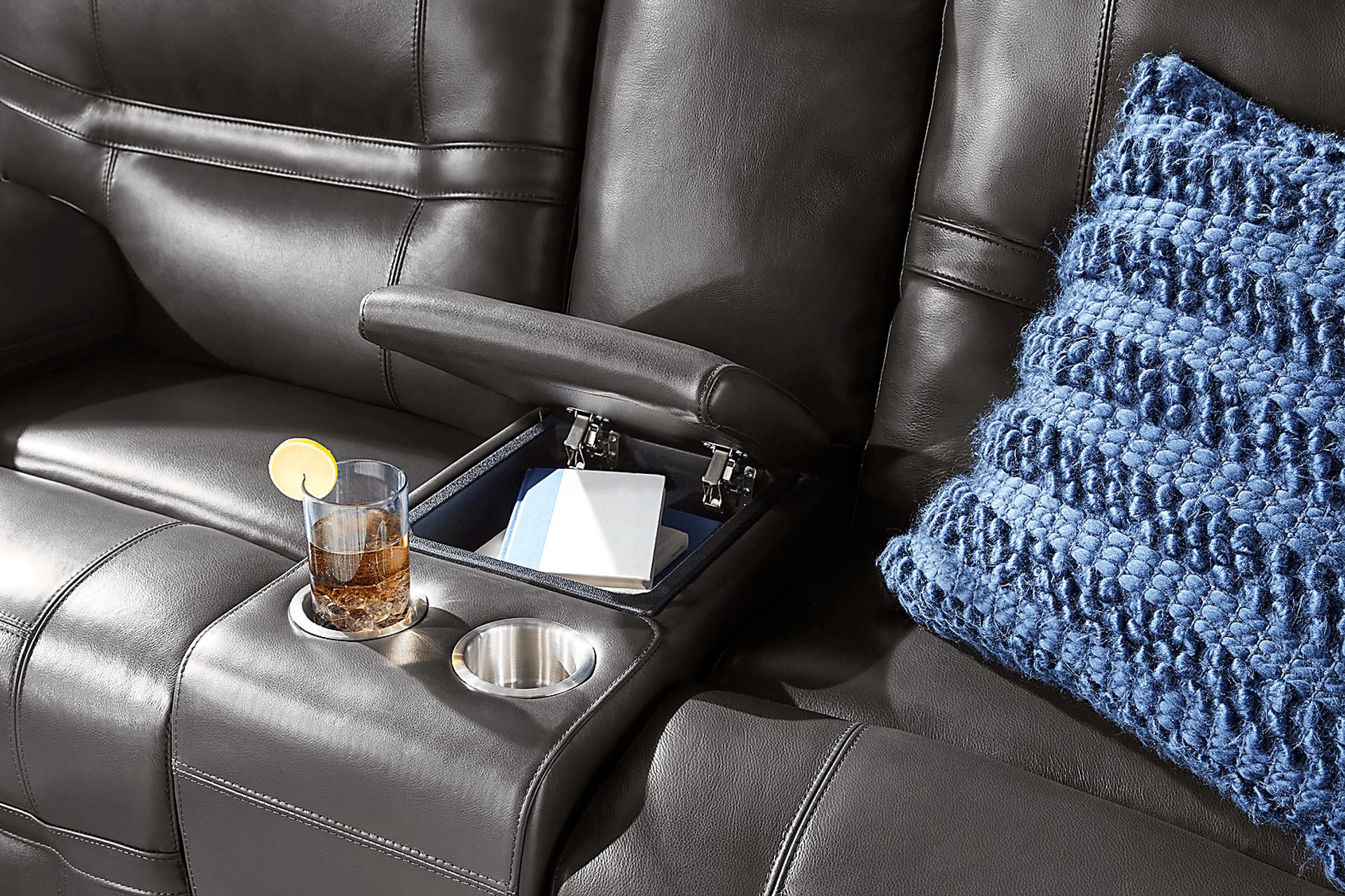 Vernazza Lane Chocolate Leather Power Reclining Console Loveseat - Image 3