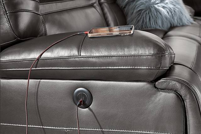 Vernazza Lane Chocolate Leather Power Reclining Sofa - Thumbnail - Image 4
