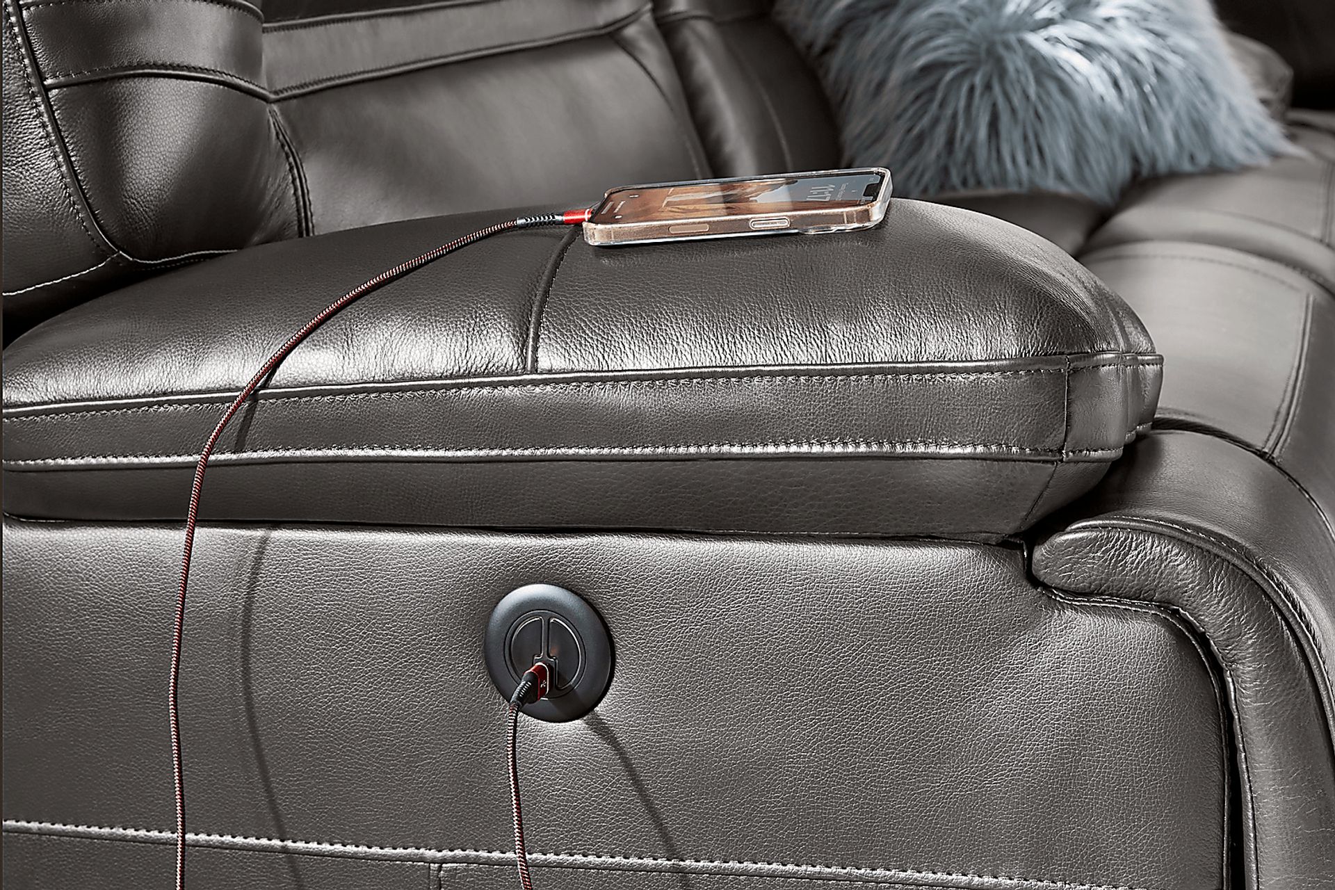 Vernazza Lane Chocolate Leather Power Reclining Sofa - Image 4