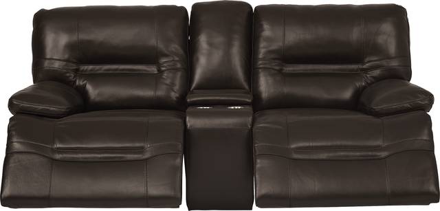 Vernazza Lane Chocolate Leather Reclining Console Loveseat - Thumbnail - Image 2