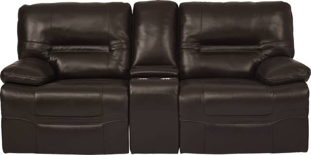 Vernazza Lane Chocolate Leather Reclining Console Loveseat - Thumbnail - Image 1