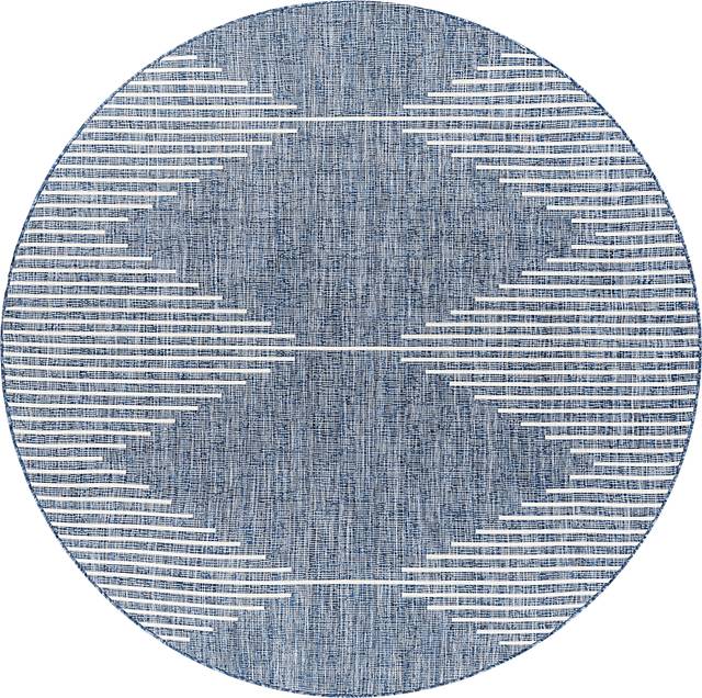 Verniere Blue 7'10 Round Indoor/Outdoor Rug - Thumbnail - Image 1