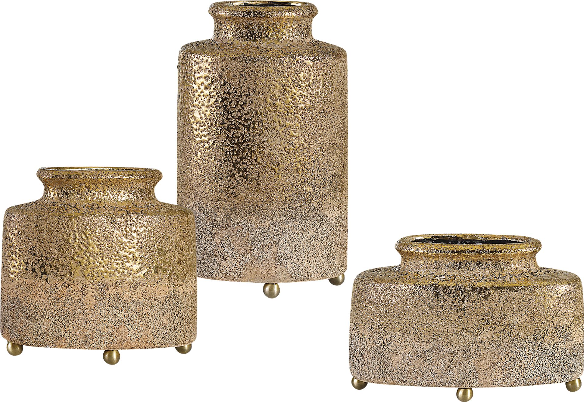 Veyla Gold Vase, Set of 3 - Image 1