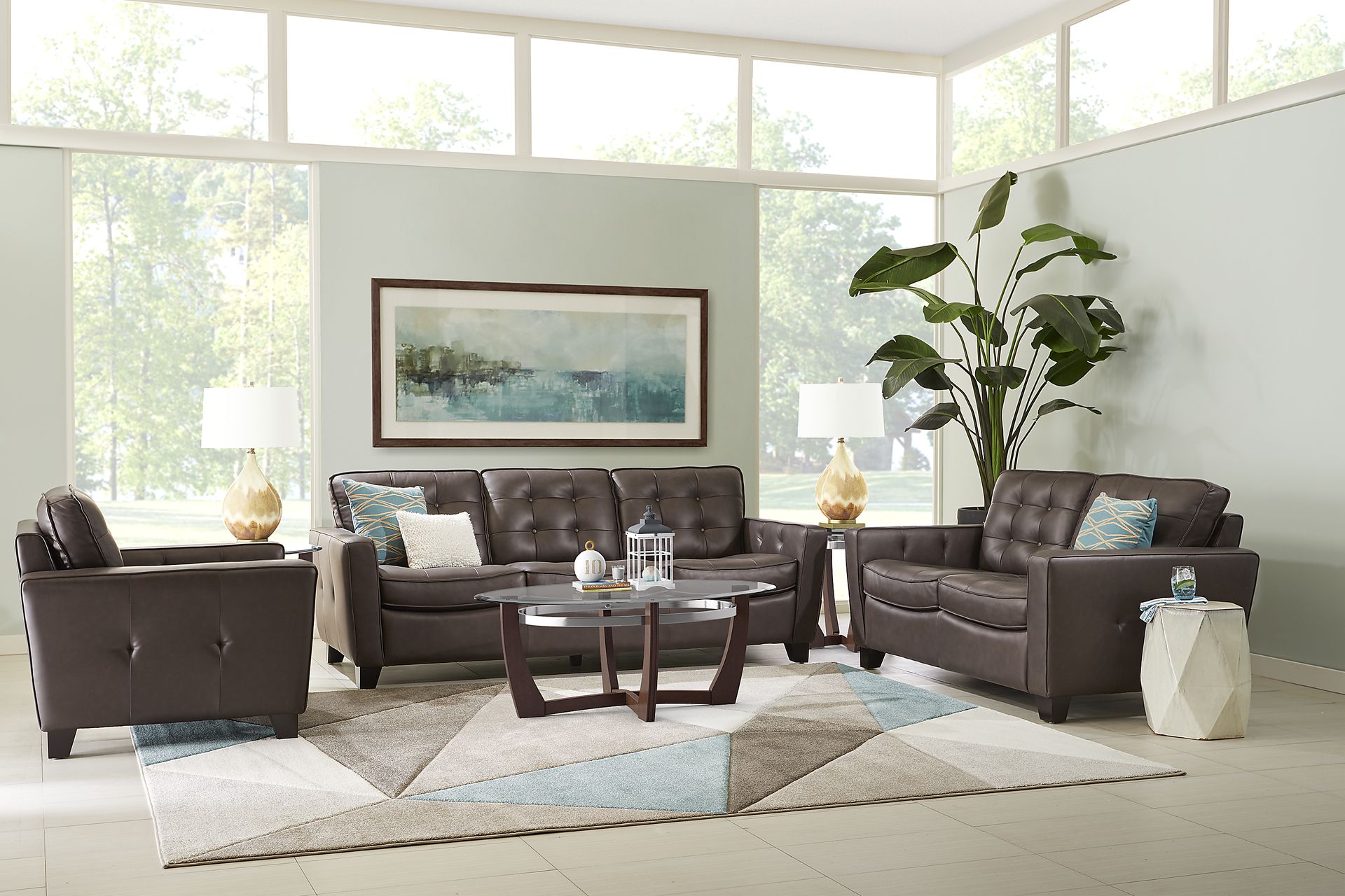 Via Rosano Coffee Leather Loveseat - Image 2