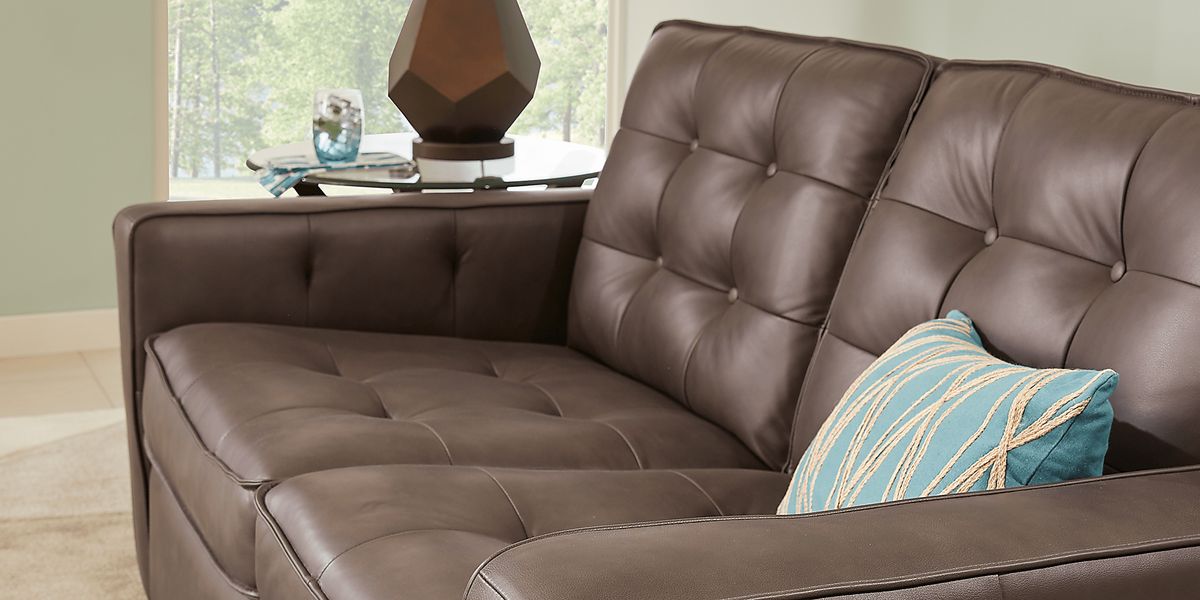 Via Rosano 5 Pc Coffee Brown Leather Living Room Set With Sofa ...