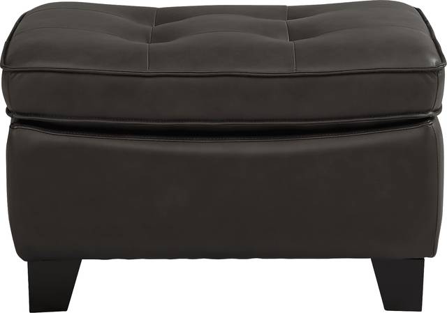 Via Rosano Coffee Leather Ottoman - Thumbnail - Image 2