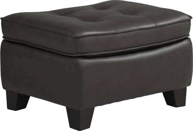 Via Rosano Coffee Leather Ottoman - Thumbnail - Image 1