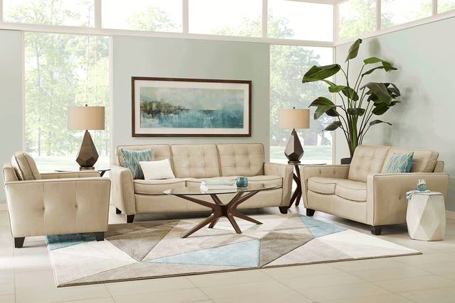 Via Rosano Latte Leather Sofa - Thumbnail - Image 2