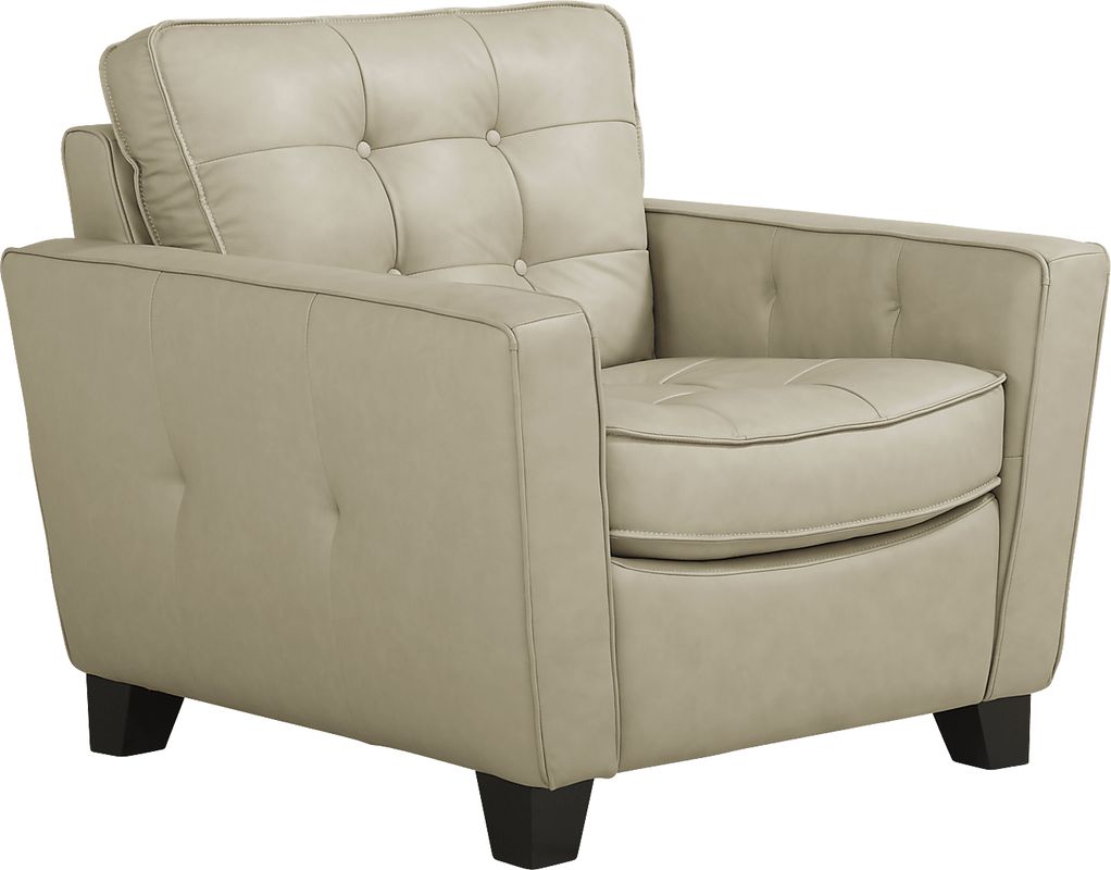 Via Rosano 3 Pc Latte Beige Leather Living Room Set With Sofa, Loveseat ...