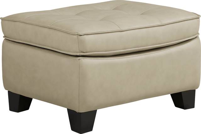 Via Rosano Latte Leather Ottoman - Thumbnail - Image 1