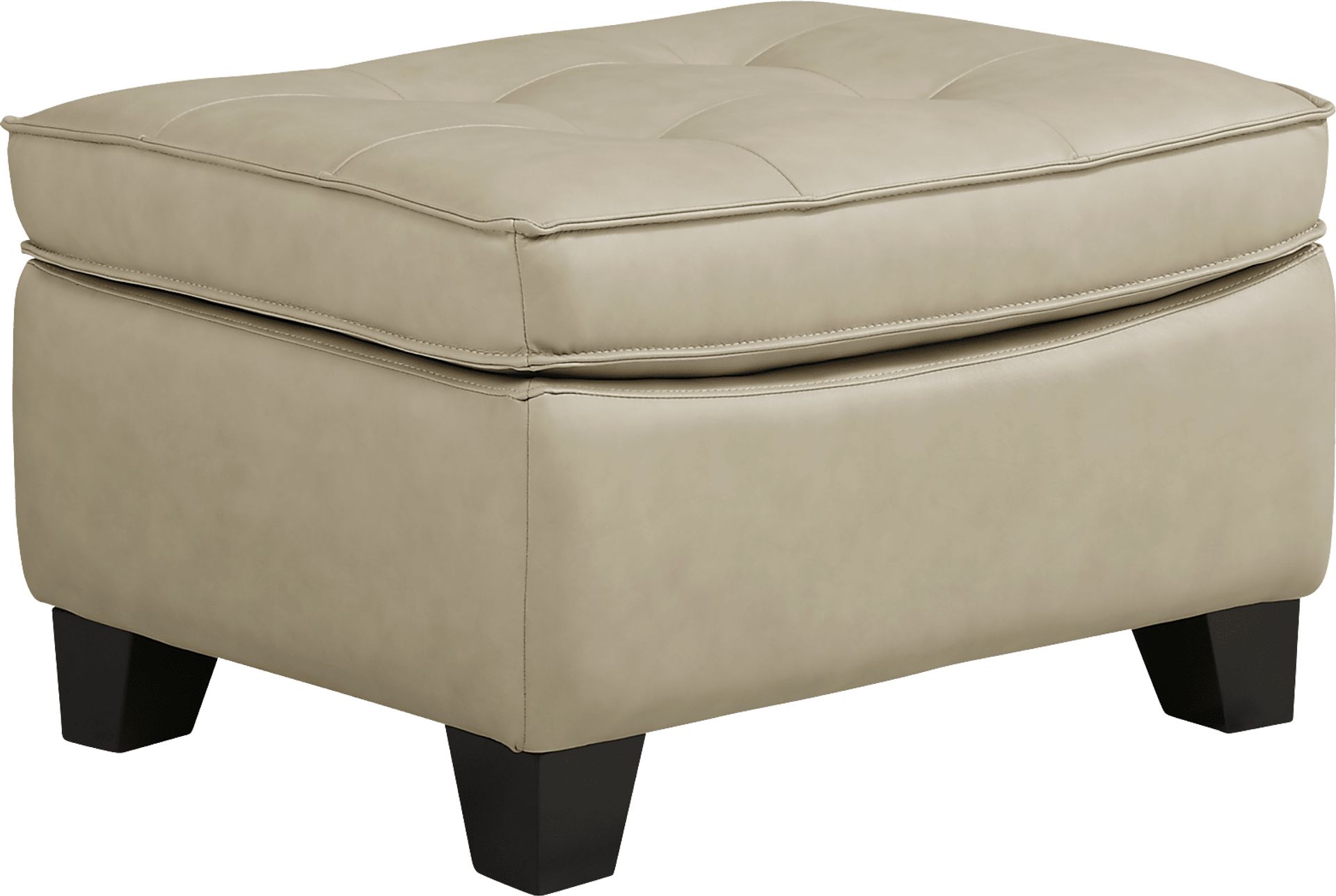 Via Rosano Latte Leather Ottoman - Image 1