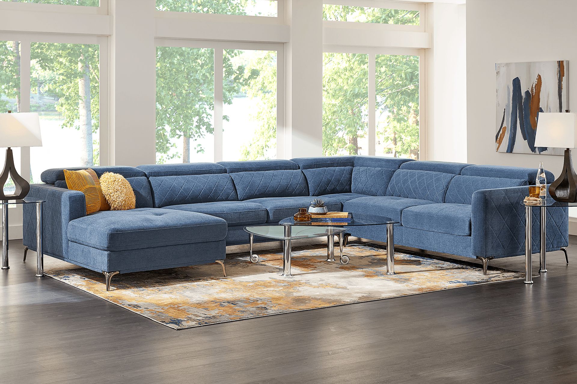 Via Sorrento Blue 4 Pc Sectional - Image 2