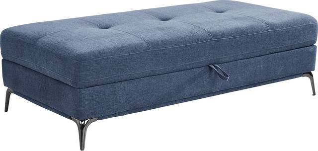 Via Sorrento Blue Storage Ottoman - Thumbnail - Image 1