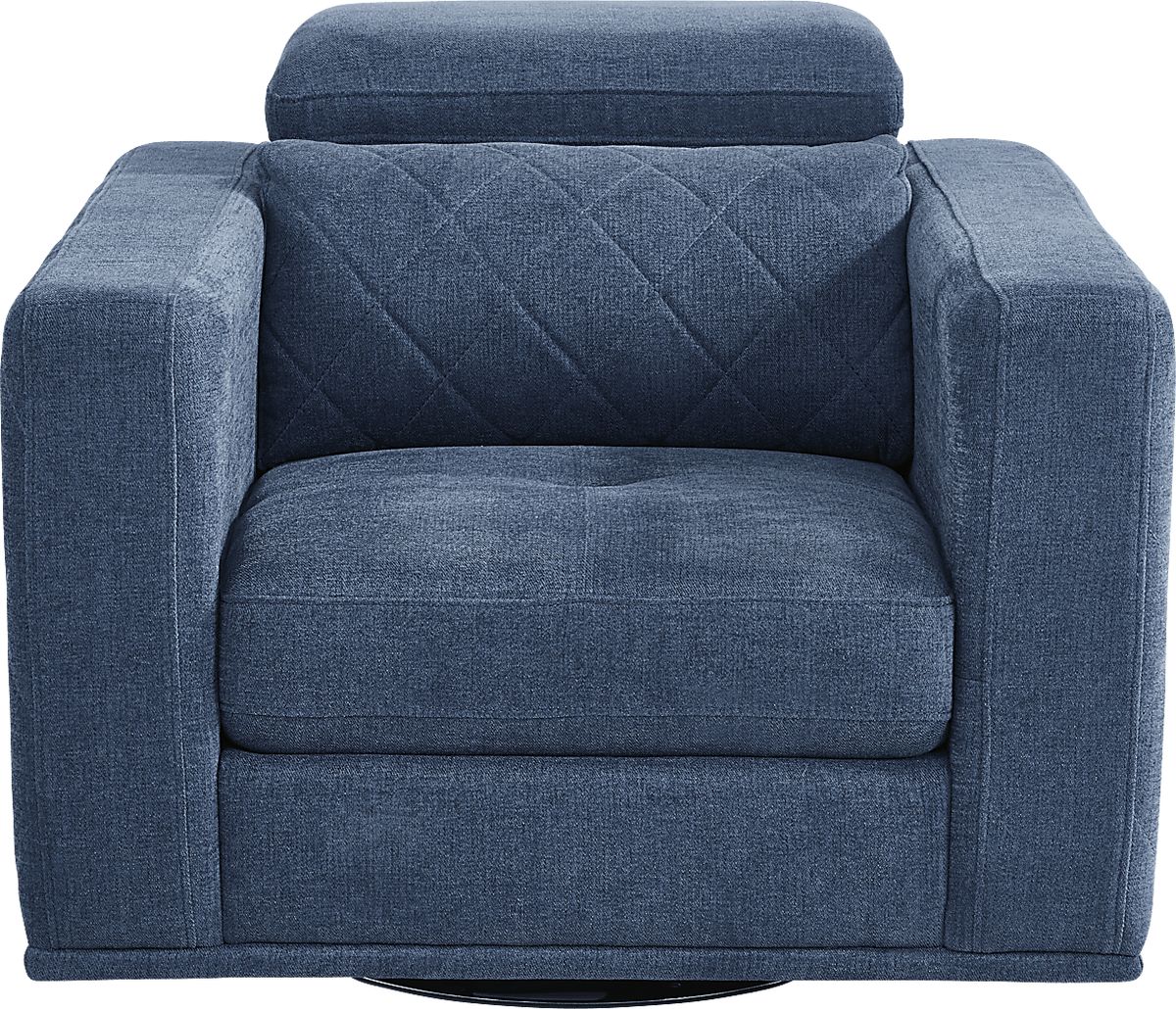 Via Sorrento Blue Woven Swivel Chair | Rooms to Go