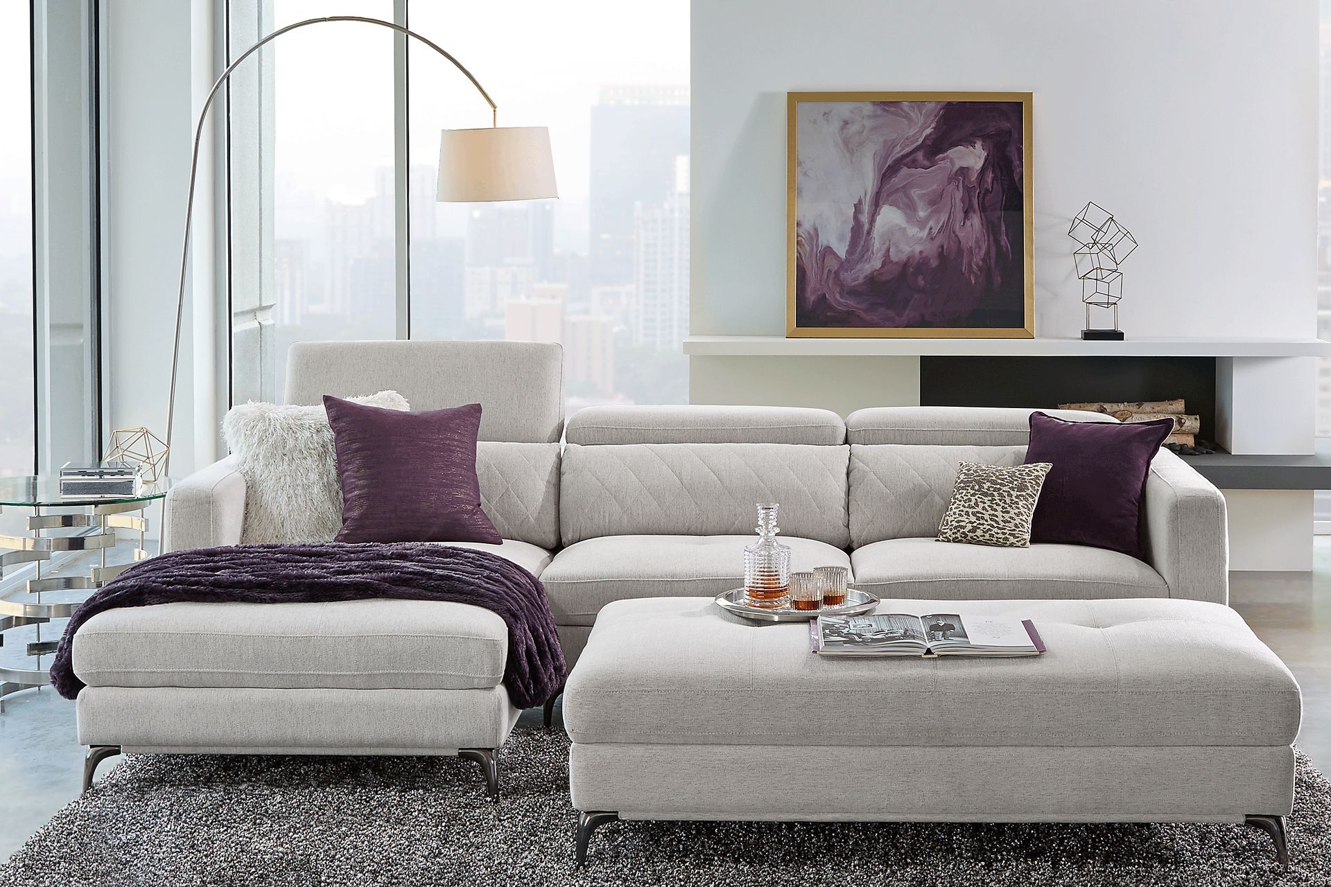 Via Sorrento Dove 3 Pc Sectional Living Room - Image 1