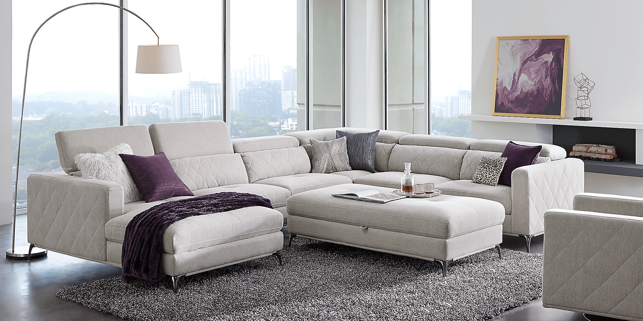 Sofia Vergara Via Sorrento 5 Pc Dove Gray Polyester Fabric Living