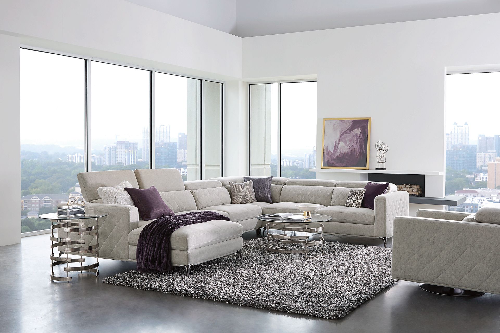 Via Sorrento Dove 7 Pc Sectional Living Room - Image 1