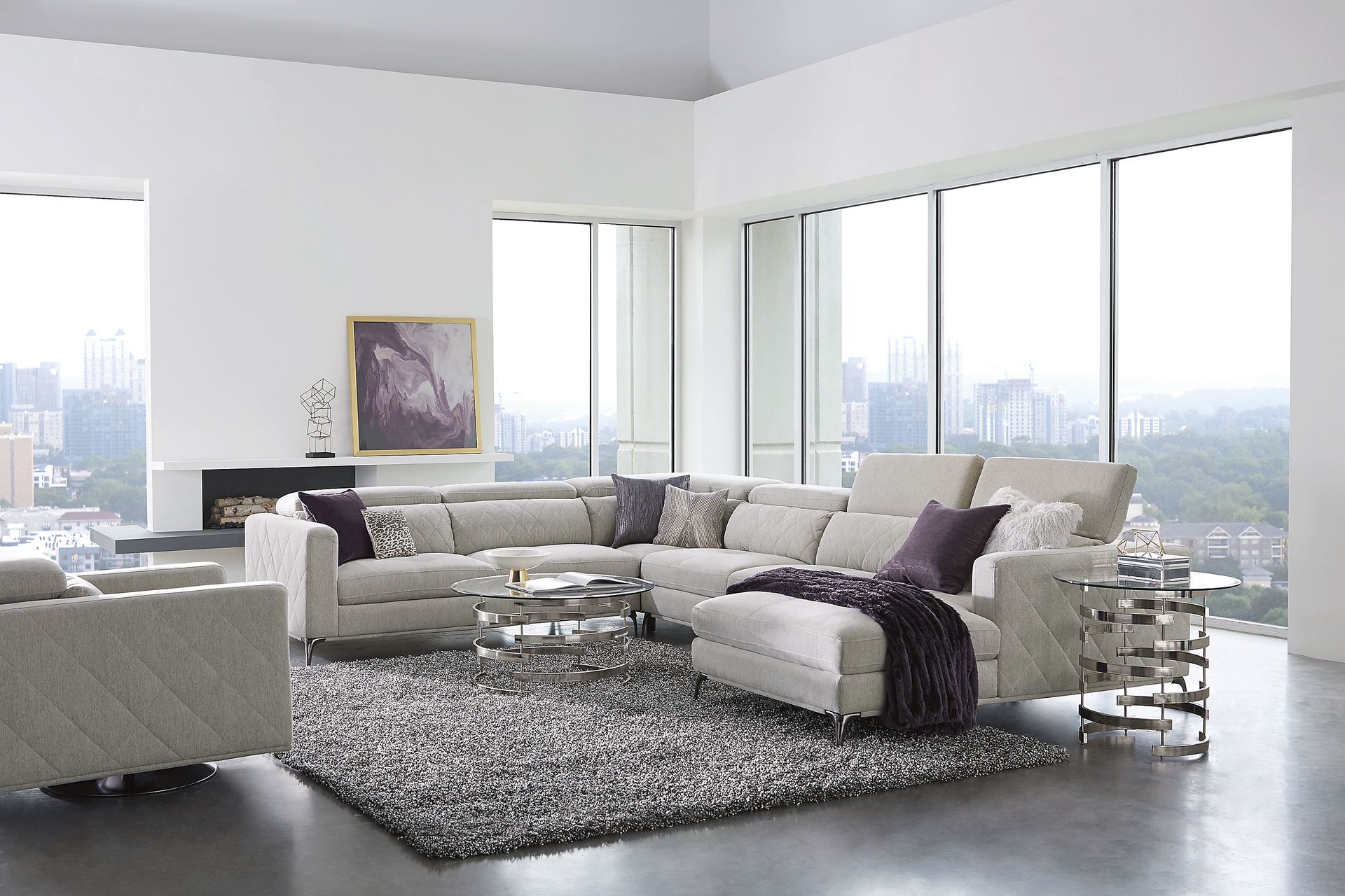 Via Sorrento Dove 7 Pc Sectional Living Room - Image 1