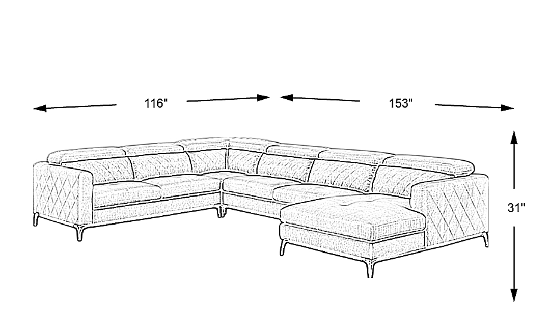 Via Sorrento 4 Pc Right Arm Chaise Sectional