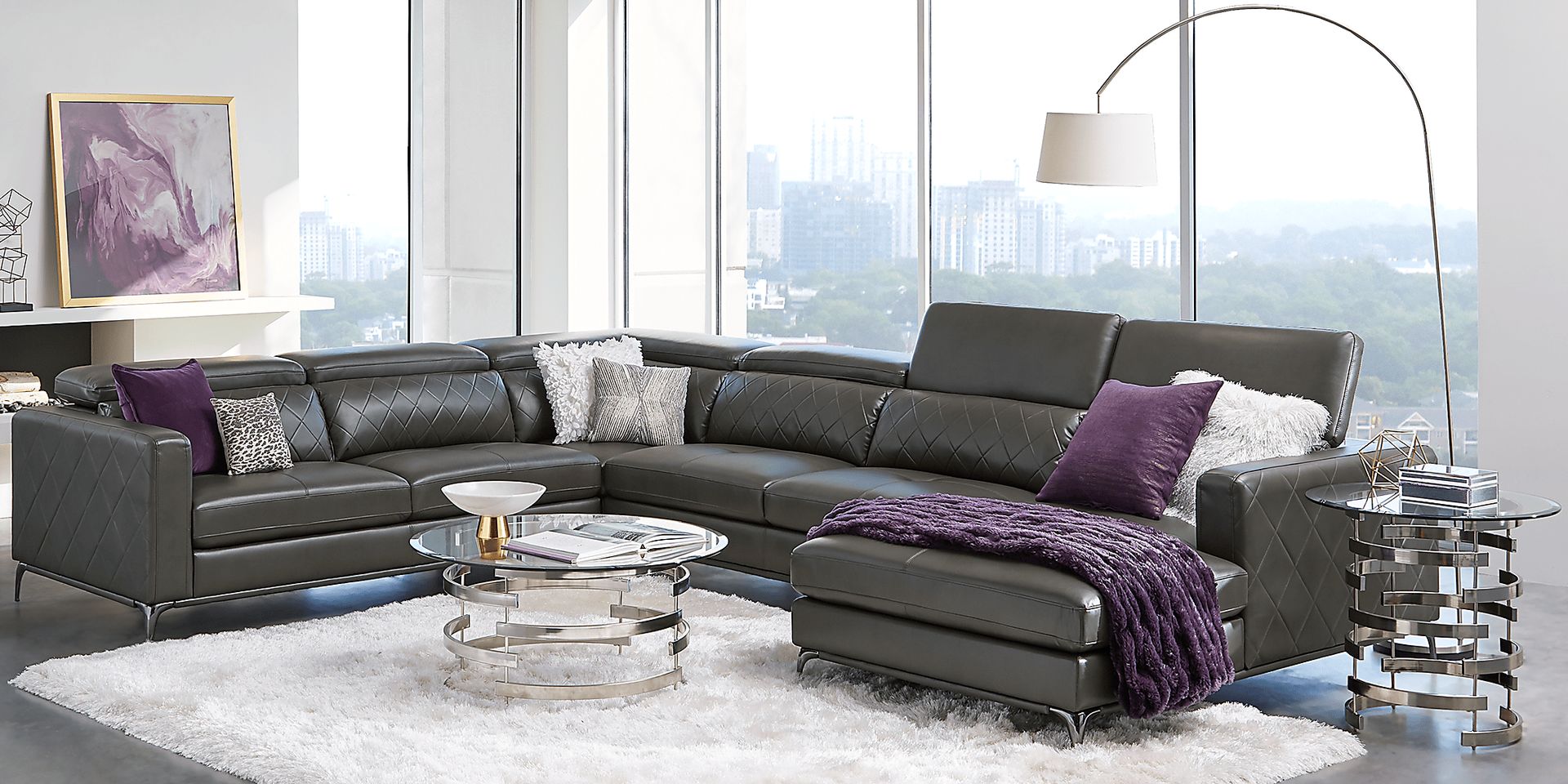 Via Sorrento Granite 7 Pc Sectional Living Room - Image 1
