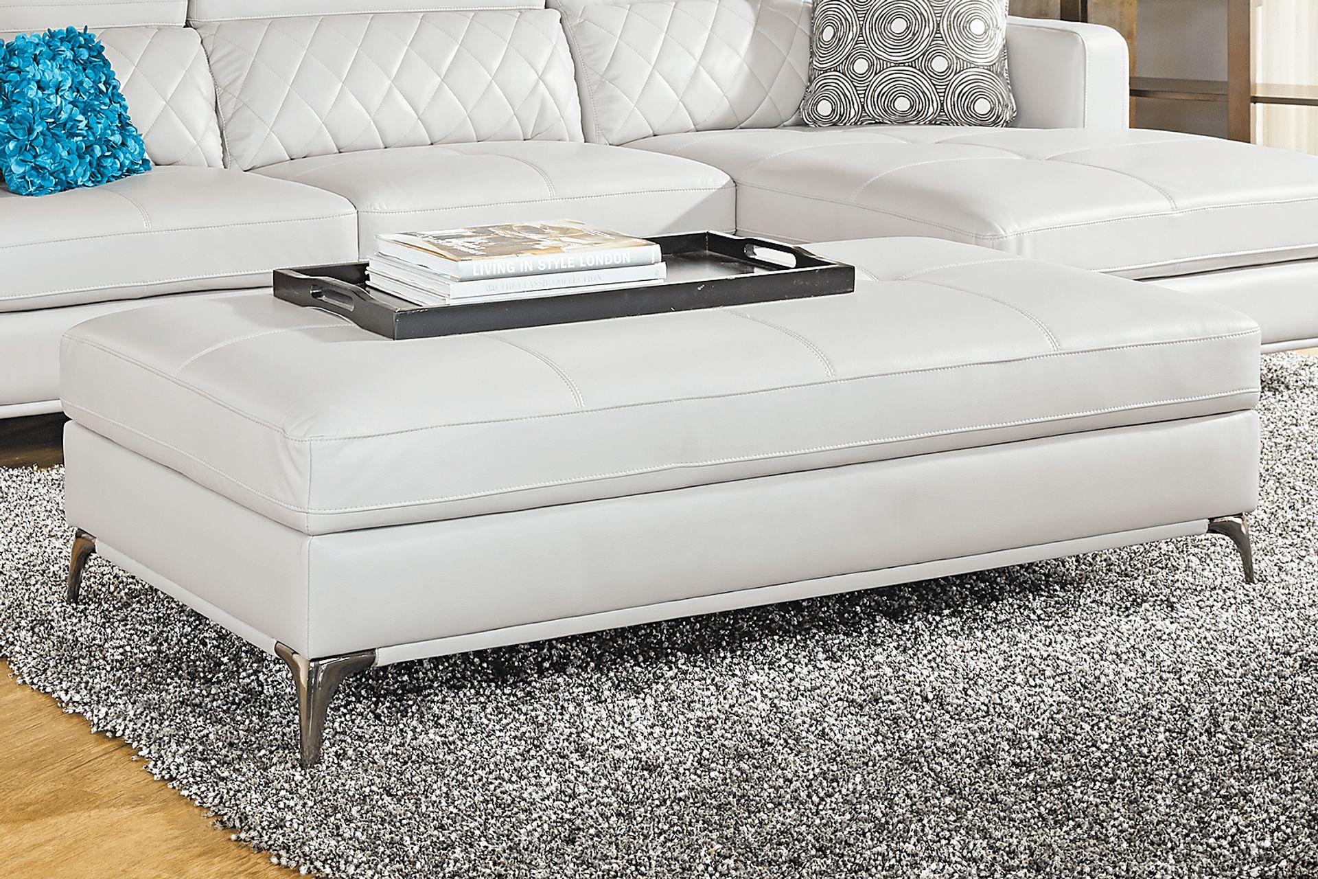 Via Sorrento Platinum Storage Ottoman - Image 2