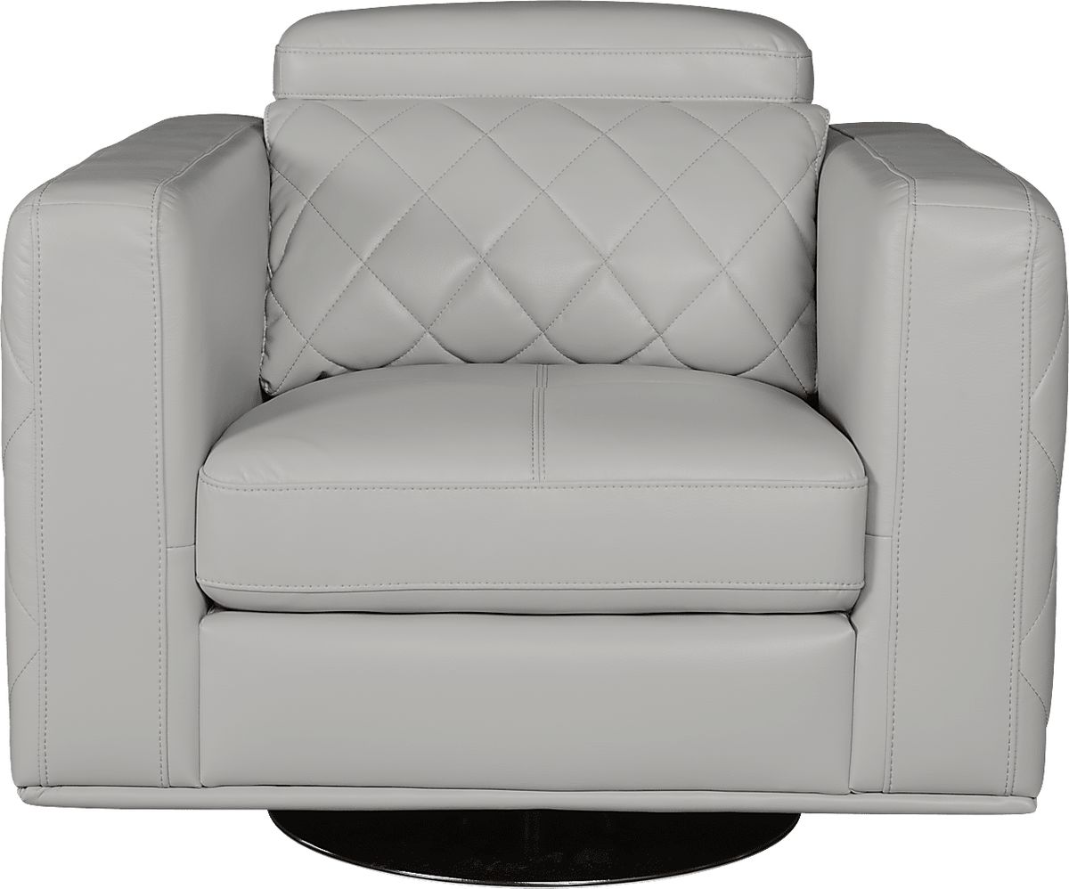 Via Sorrento Platinum Beige Polyester Fabric Swivel Chair | Rooms to Go