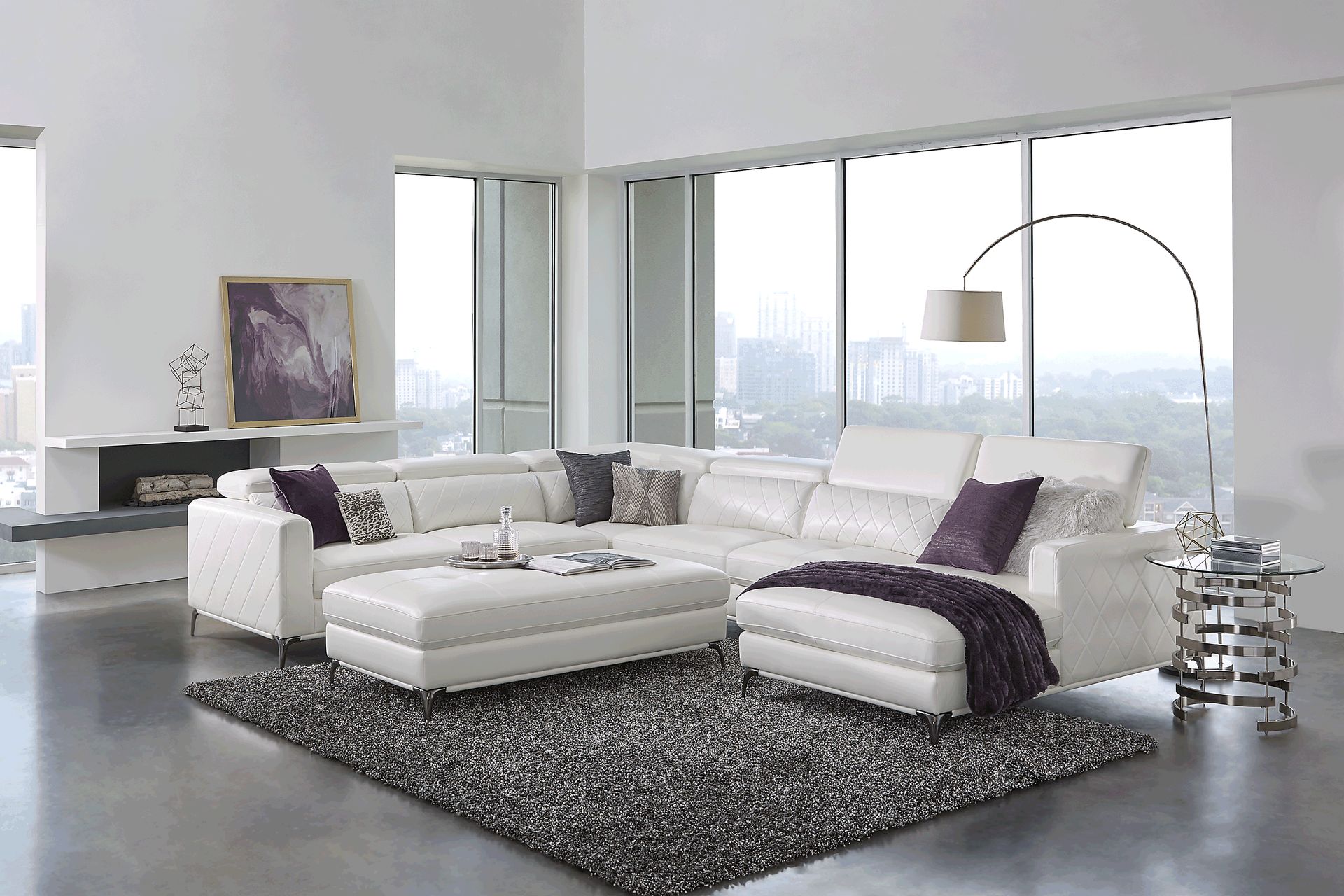 Via Sorrento White 5 Pc Sectional Living Room - Image 1
